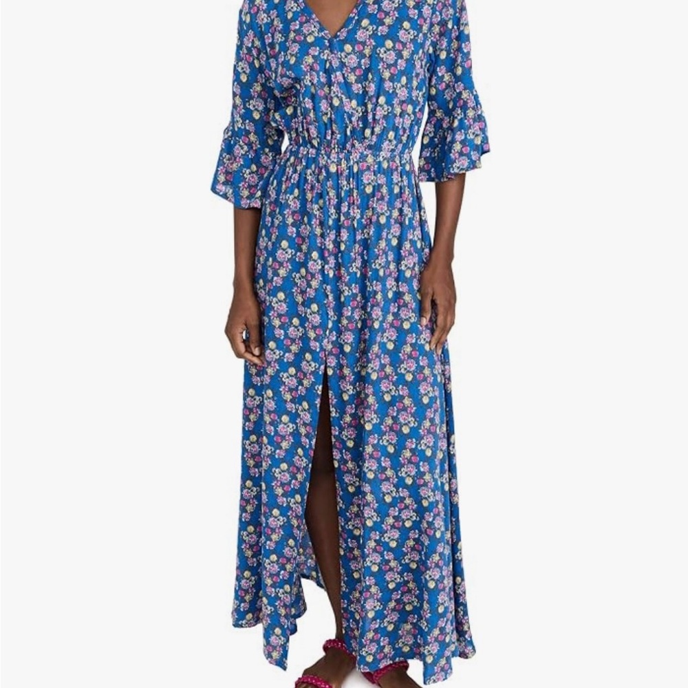 Tiare Hawaii Blue Surry Maxi Dress with Bell Sleeves
